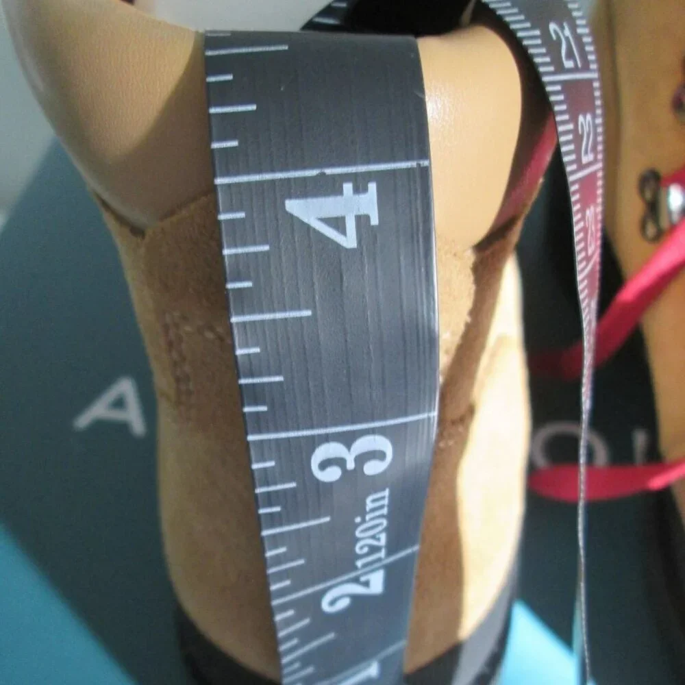 NIB AEROSOLES Camel Suede Sport Cruz Hiking Booties Red Shoelaces Women’s 5.5